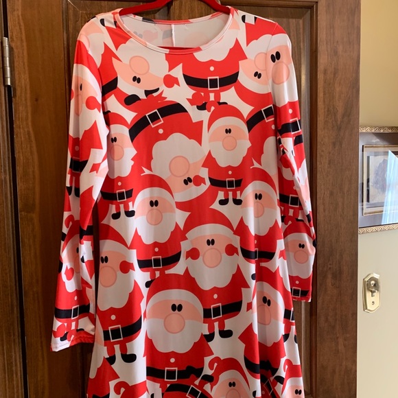 LADIES 🎅 SANTAS PRINT DRESS SIZE LARGE NWOT - Picture 10 of 11
